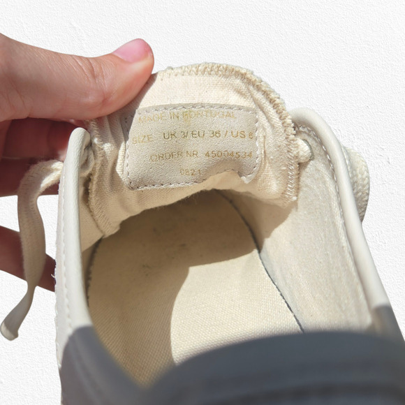 AllSaints Milla Cream Leather Canvas Low Top Platform Sneakers Size 6M / EU 36 - Picture 7 of 14